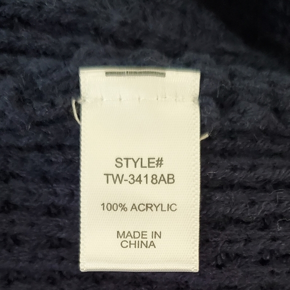 Zenana Navy Blue Waffle Knit V-neck Sweater Oversized Cozy Fall Pullover Size L - Picture 5 of 6